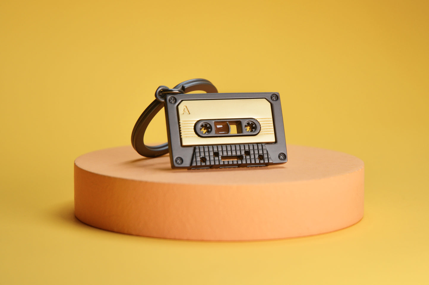 Vintage tape alloy keychain pendant, cute gift, mini version