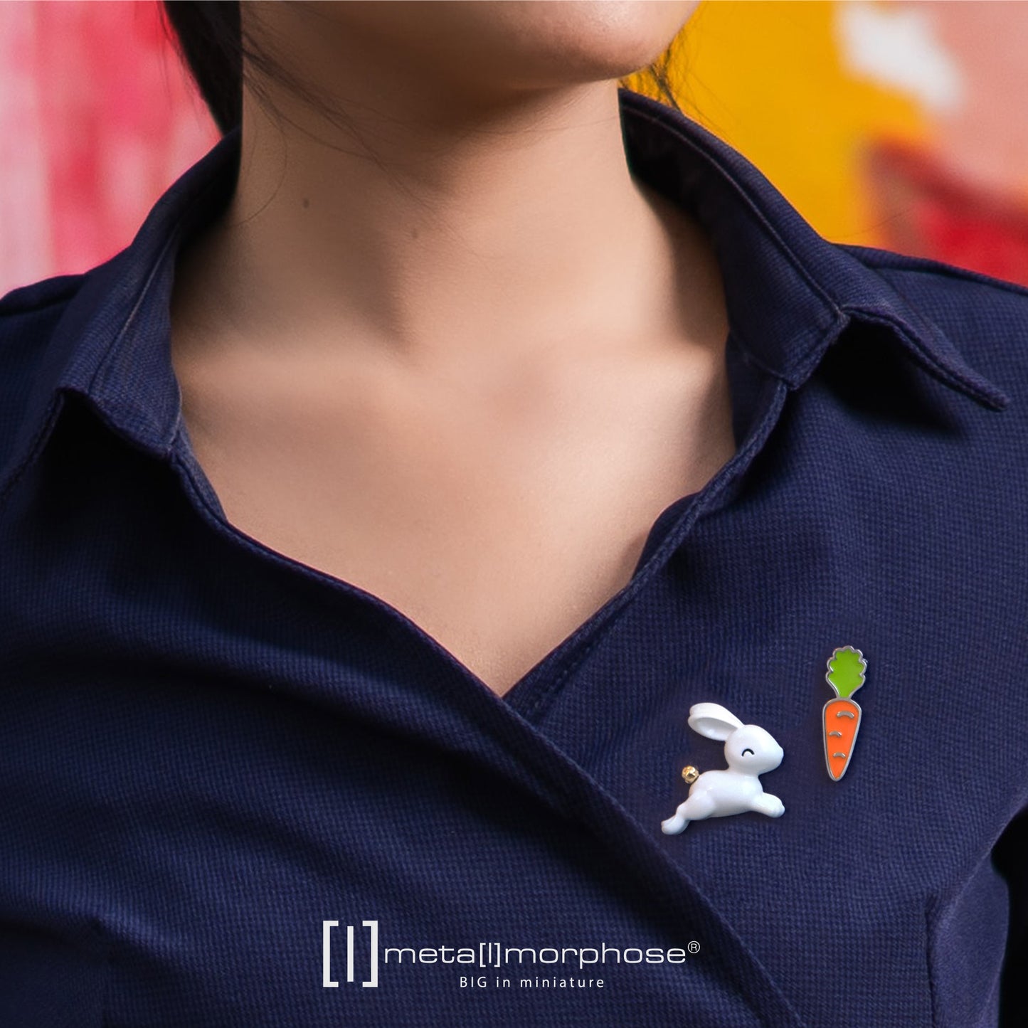 Fashion Brooch Big - Eared Cute Rabbit and Carrot, Alloy Brooch Pin, Lovely, High - end Birthday and Graduation Season Gift