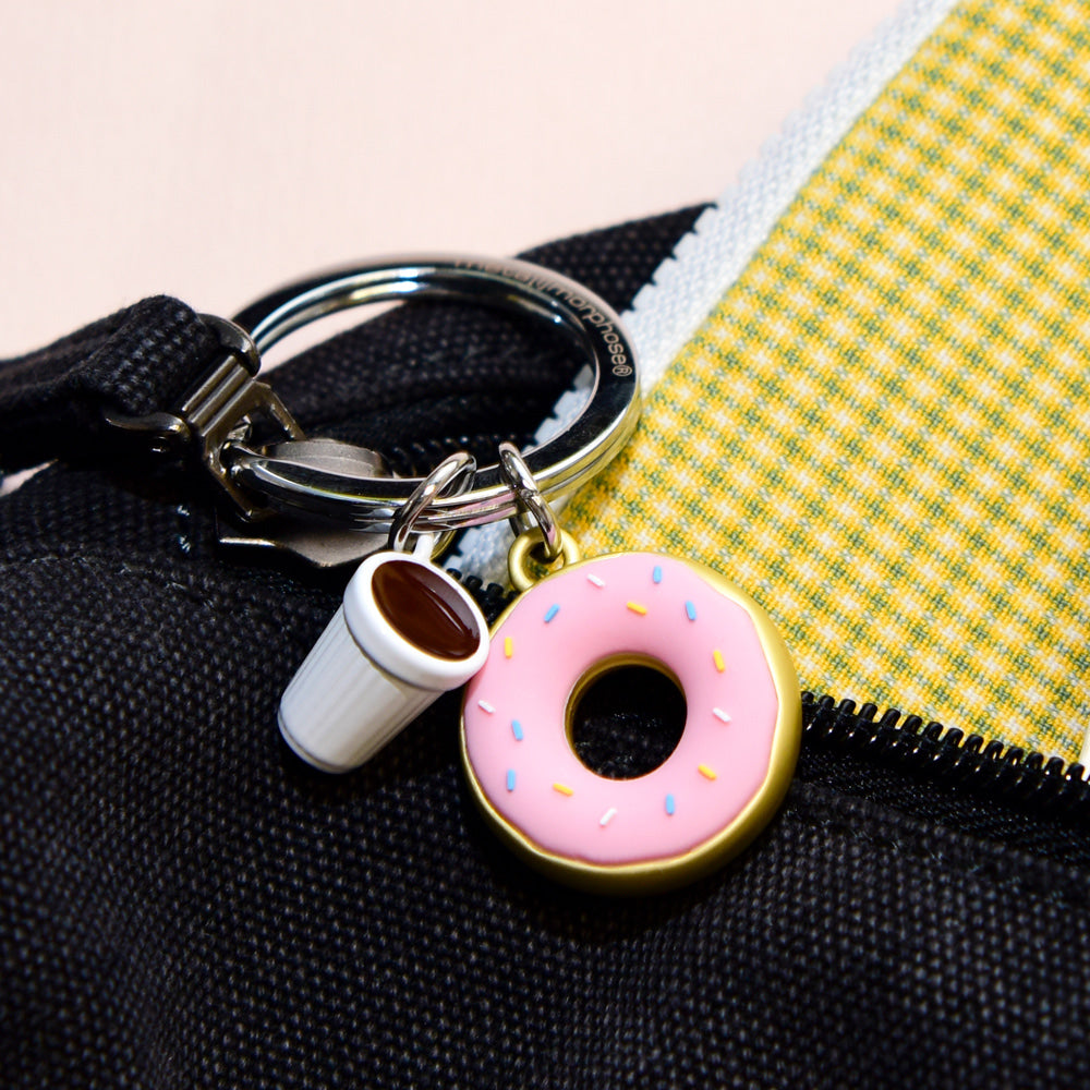Donut Alloy Car Keychain Pendant, Mini, Cute, Exquisite, Creative Birthday Gift（pink）