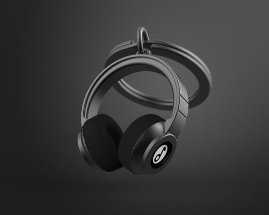Headphone keychain, bag charm, music series, popular item, creative gift(black)