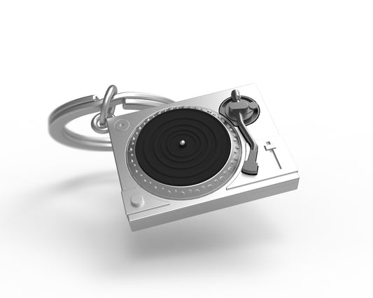 Vinyl record player-shaped alloy keychain pendant, music series, a high-end, original cultural and creative gift, exquisite.