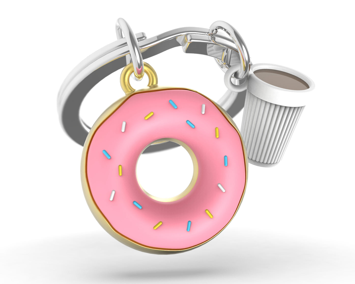 Donut Alloy Car Keychain Pendant, Mini, Cute, Exquisite, Creative Birthday Gift（pink）