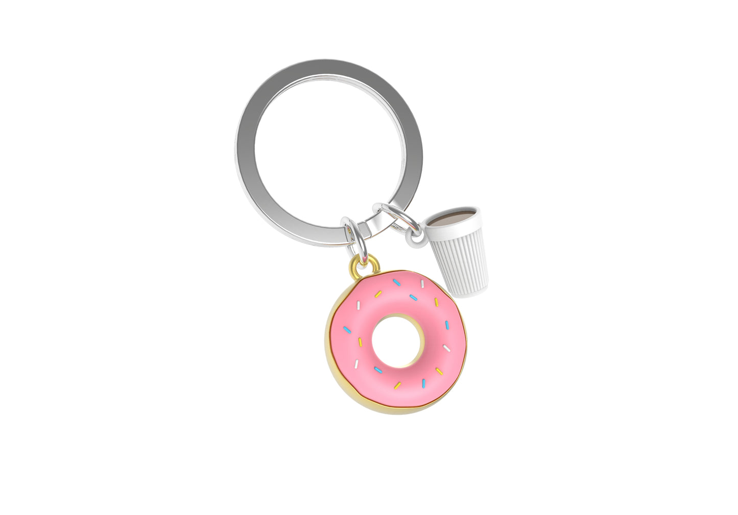 Donut Alloy Car Keychain Pendant, Mini, Cute, Exquisite, Creative Birthday Gift（pink）