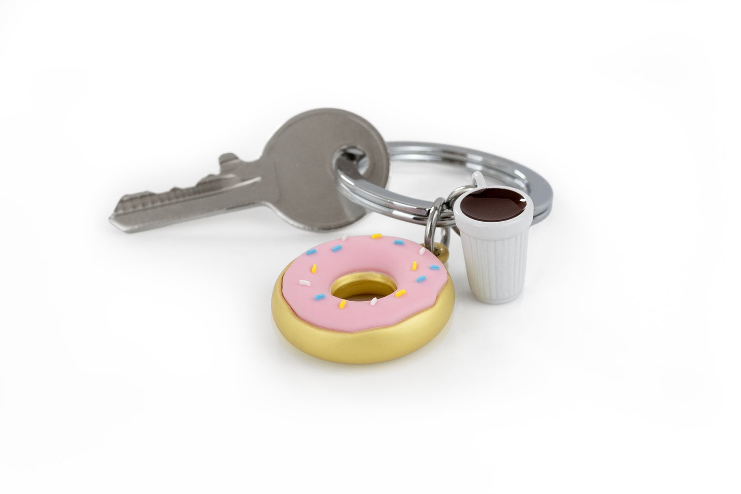 Donut Alloy Car Keychain Pendant, Mini, Cute, Exquisite, Creative Birthday Gift（pink）