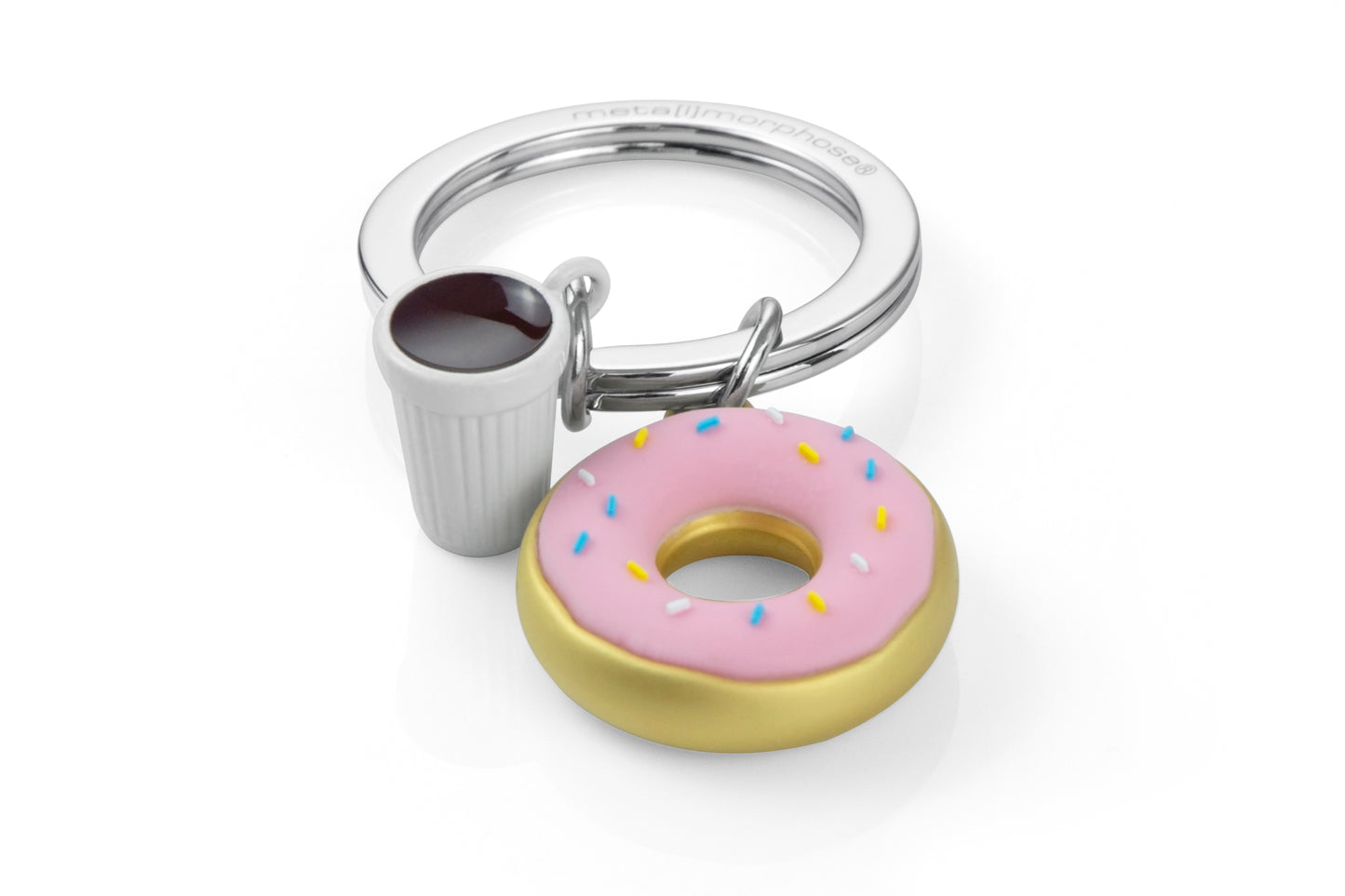 Donut Alloy Car Keychain Pendant, Mini, Cute, Exquisite, Creative Birthday Gift（pink）
