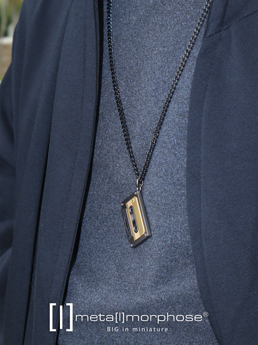 Vintage music cassette alloy sweater chain pendant, high-end, creative and exquisite.