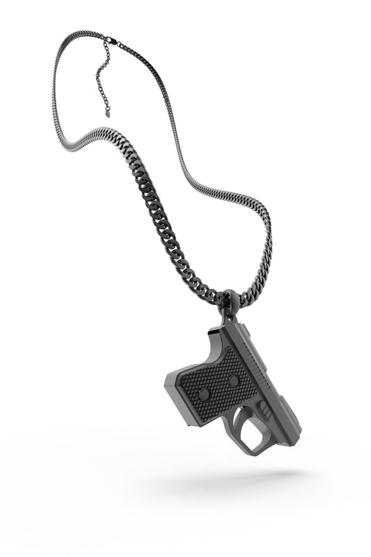 Pistol-shaped alloy sweater chain, fashionable, high-end, creative, exquisite birthday gift.